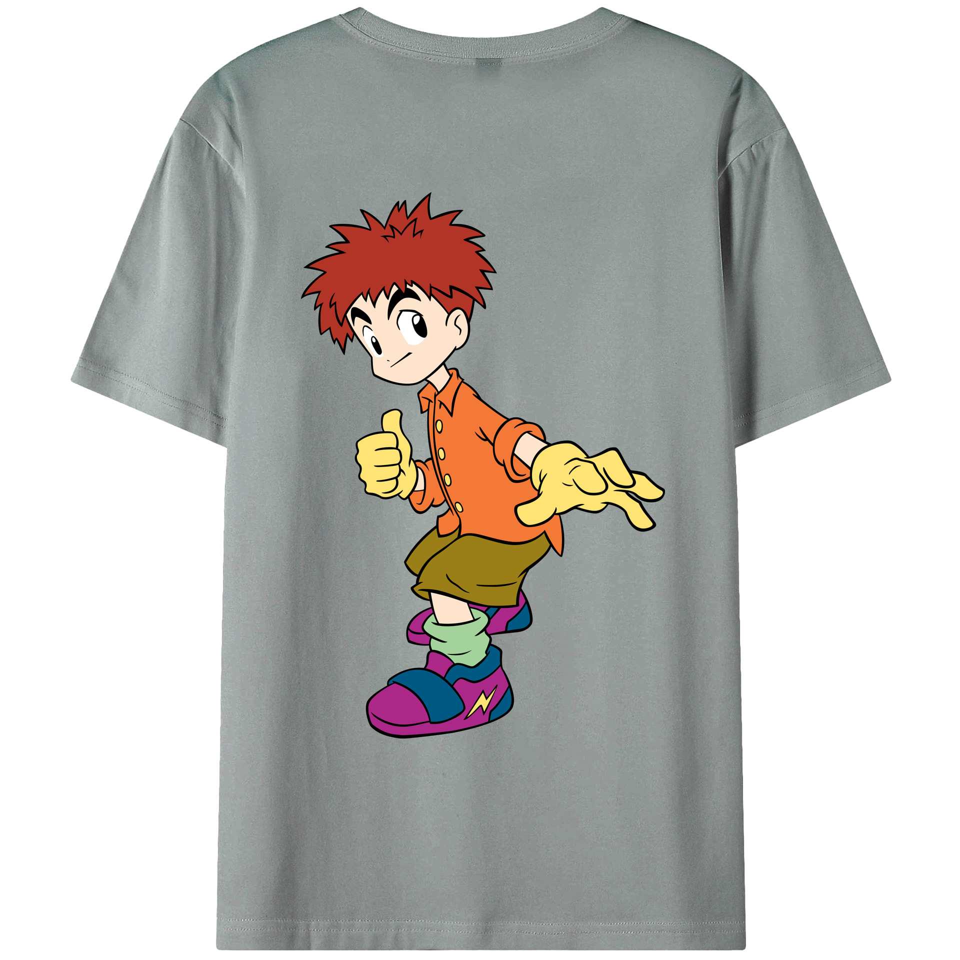 （画像用） Digimon デジタルモンスター/デジモン 綿100％ メンズ半袖Tシャツ（バックプリント） 通気性